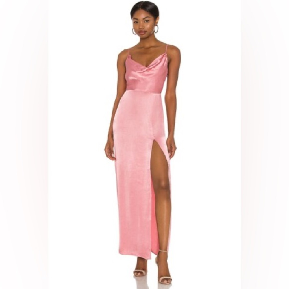 NBD Pink Satin Maxi Dress